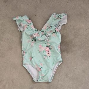 Janie & Jack | Floral Ruffle One-Piece Swimsuit 6-12 months